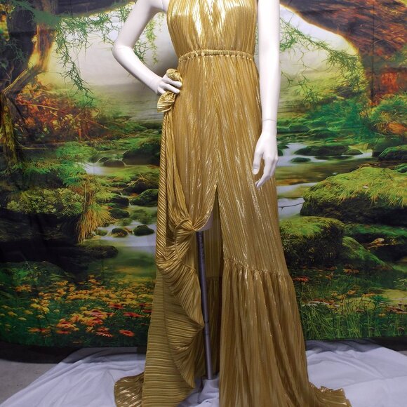 CHIO Di Stefania D Metallic Gold Maxi Dress - Picture 3 of 7